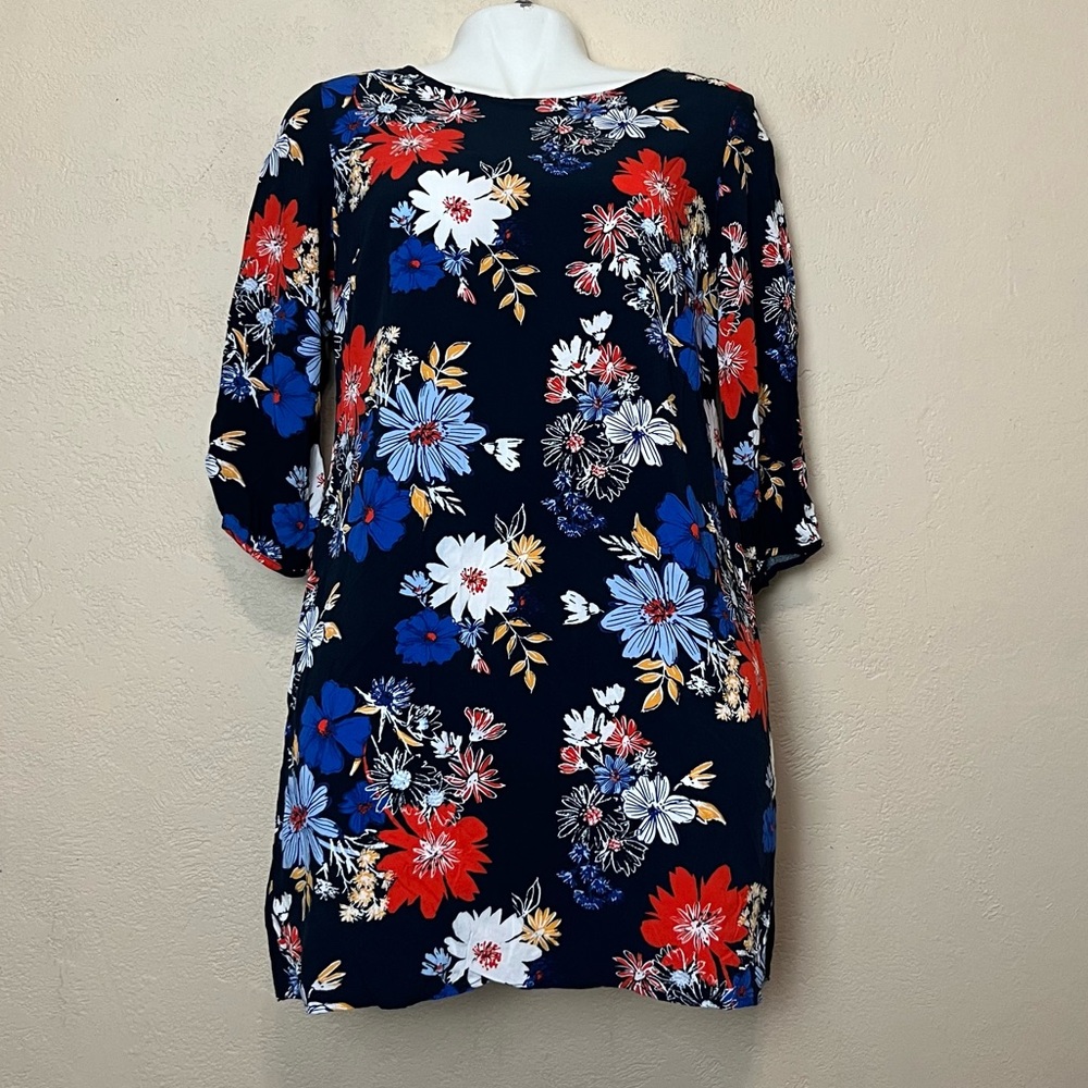 Old navy 3/4 sleeve multicolor floral dress size large‎